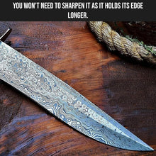 Load image into Gallery viewer, Rust-Resistant 9" Blade Fixed Outdoor Knife with Walnut Handle &amp; Leather Sheath