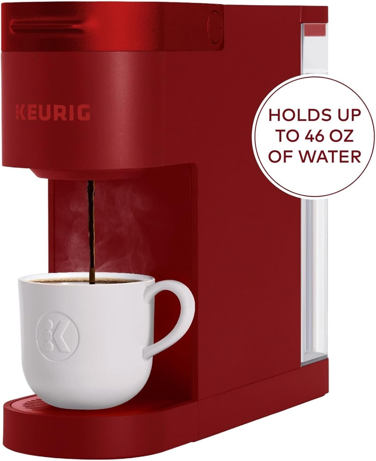 Compact Scarlet Red K-Slim Single Serve Coffee Maker with Programmable Features