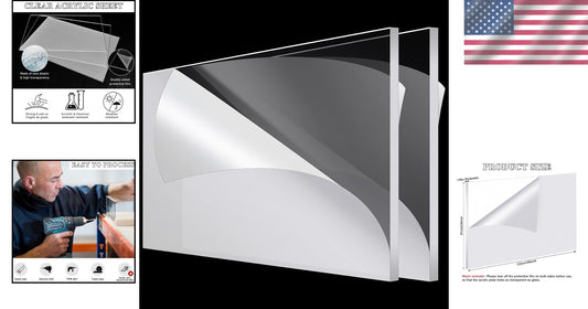 Durable 24x48 Inch Clear Acrylic Panels with Protective Film - Craft Essential