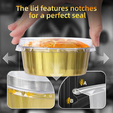 Load image into Gallery viewer, Professional-Grade 120-Pack Gold Round Baking Cups with Lids - 8oz Capacity