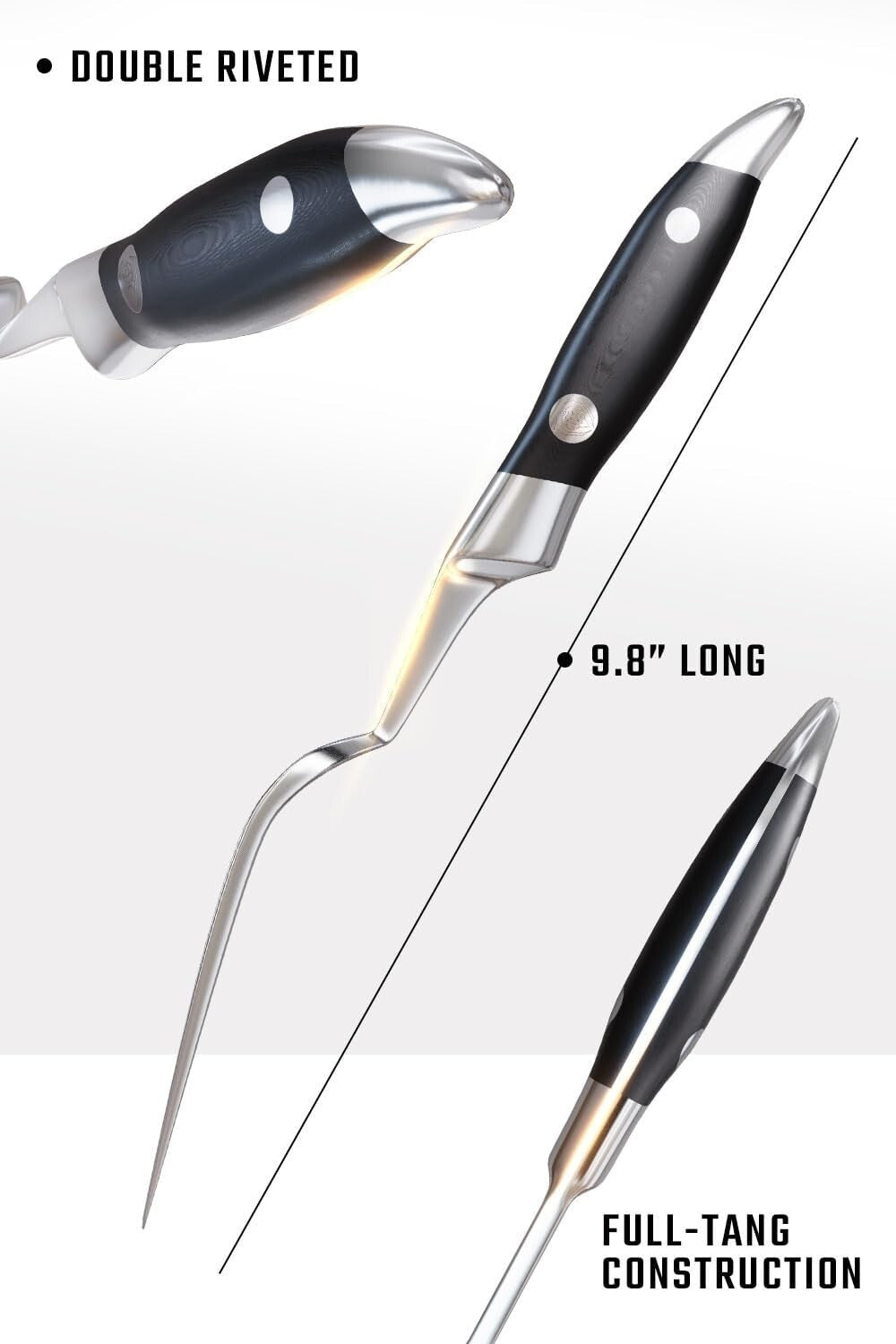 High-Carbon German Steel 9" Carving Knife & 8" Honing Rod Set - Luxurious Finish