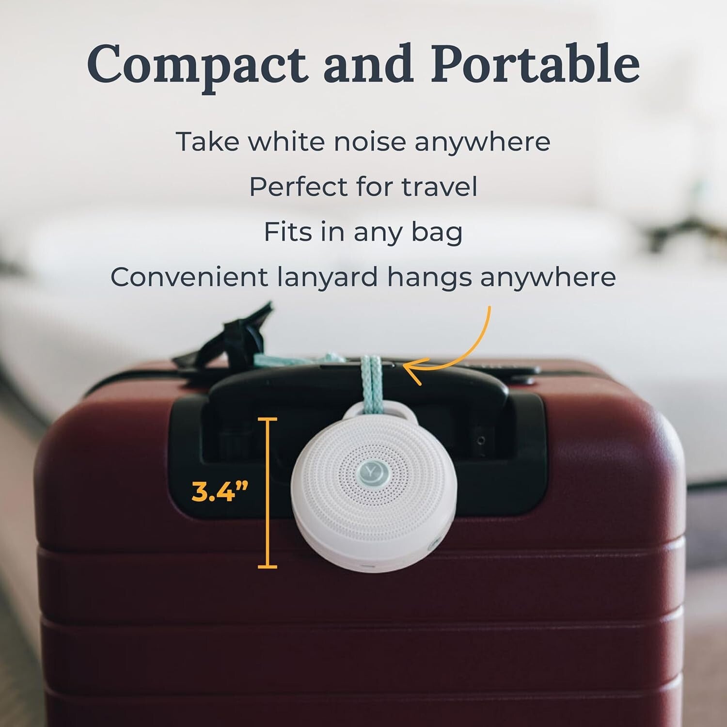 Rechargeable White Noise Machine Duo: 3 Sounds, Volume Control, Travel Essential