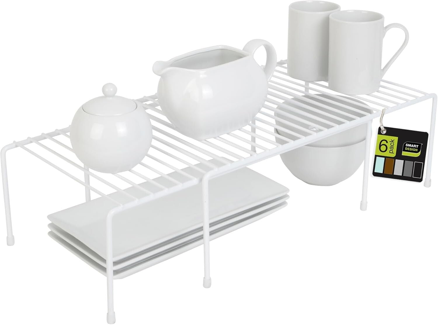Expandable 6-Piece Metal Wire Storage Rack for Kitchen & Bathroom Organization