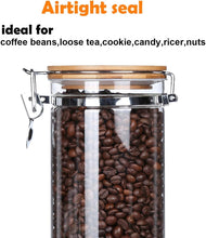 Load image into Gallery viewer, Bamboo Lidded Glass Canisters - Keep Coffee Beans Fresh &amp; Stylishly Organized
