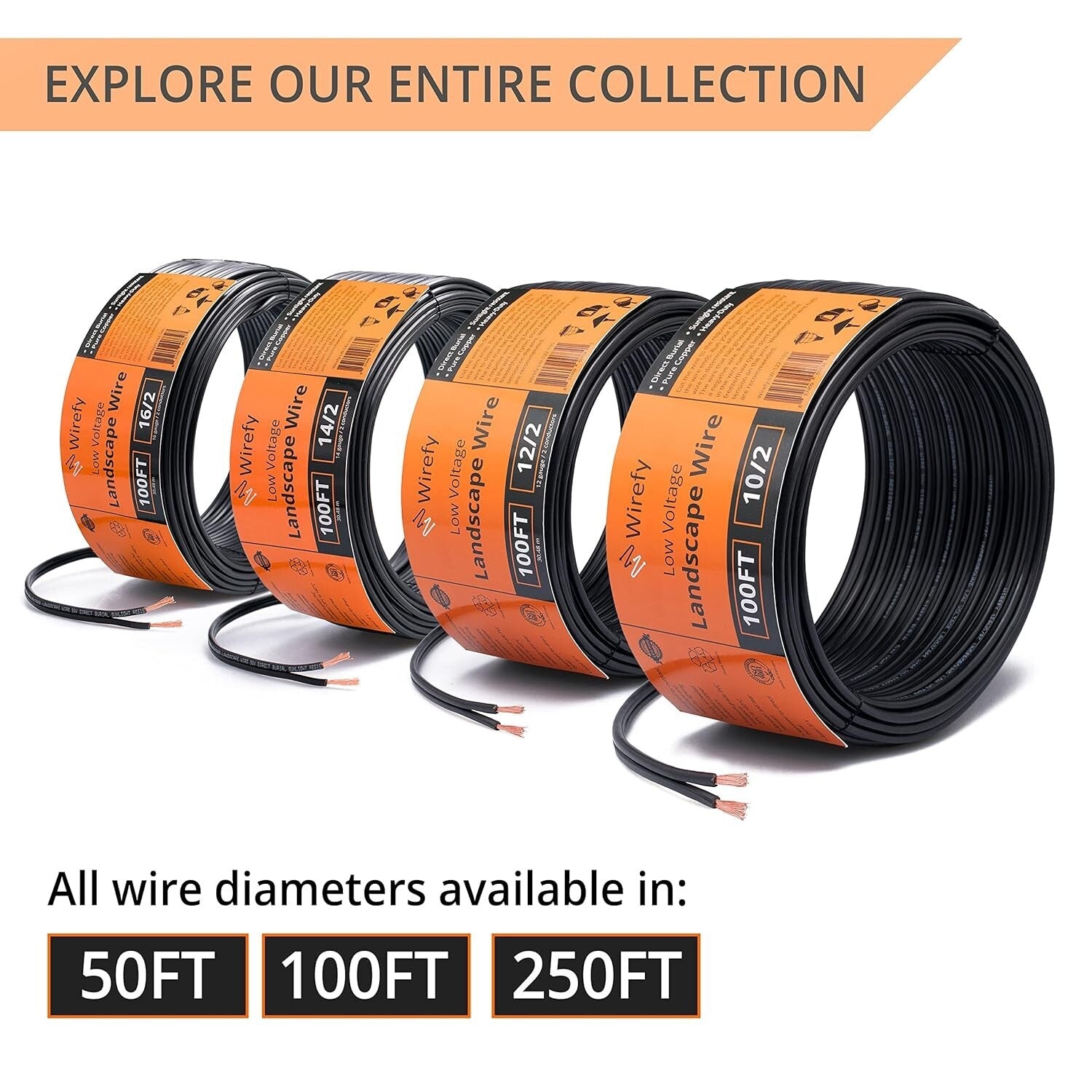 Durable 10/2 Low Voltage Landscape Lighting Wire - 50 Feet, Compliant & Reliable