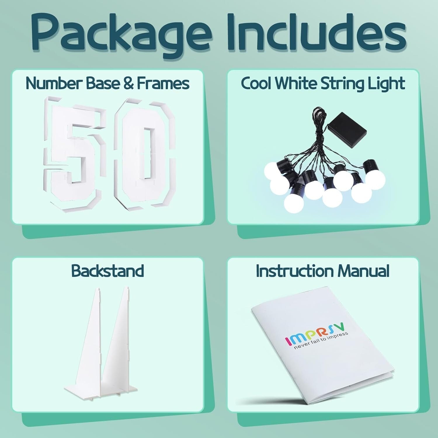 Large 3ft Light-Up Number 50: Perfect for Birthday and Anniversary Celebrations