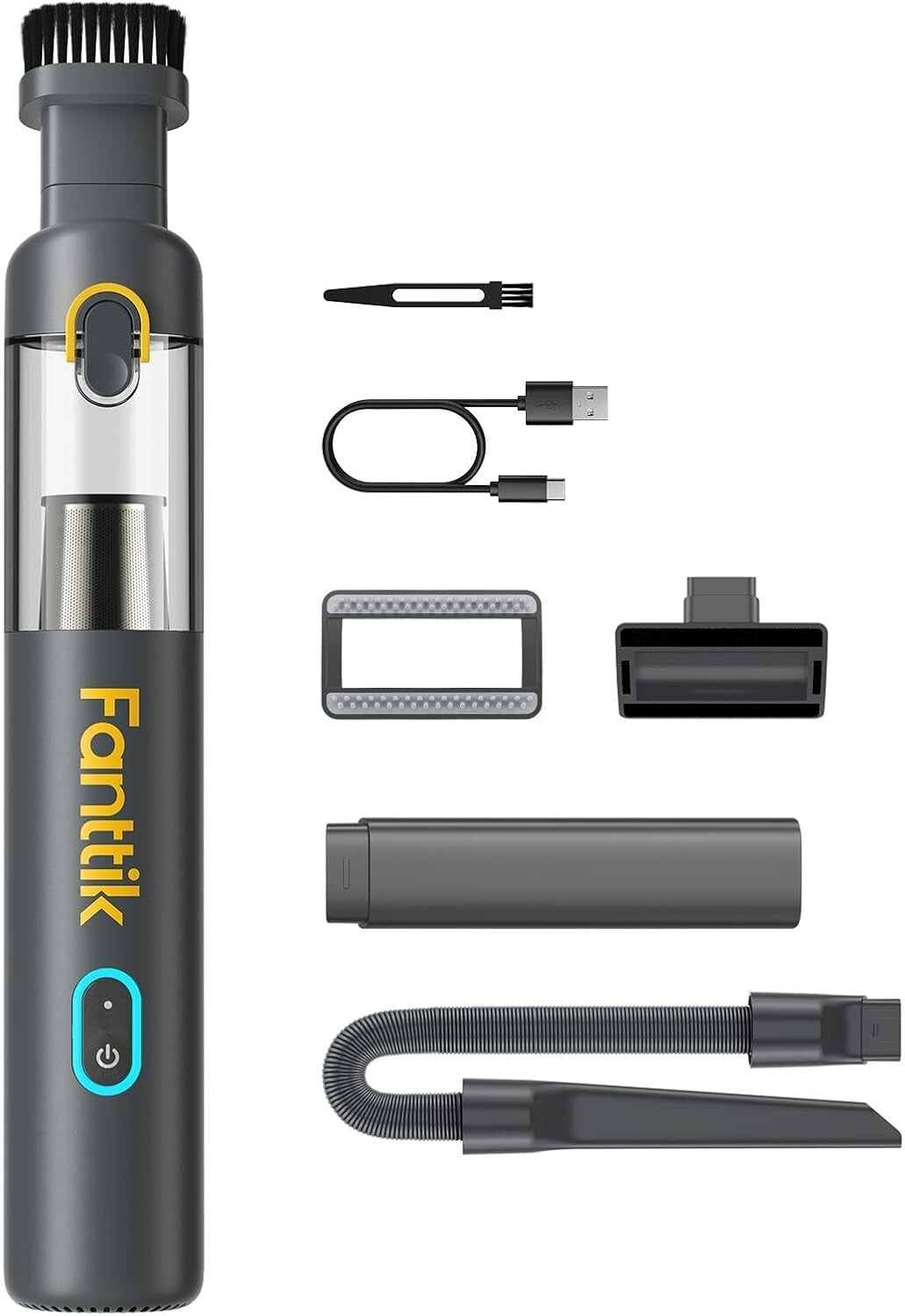 Lightweight Handheld Car Vacuum 12000Pa: USB-C Charge & Pet Brush Included