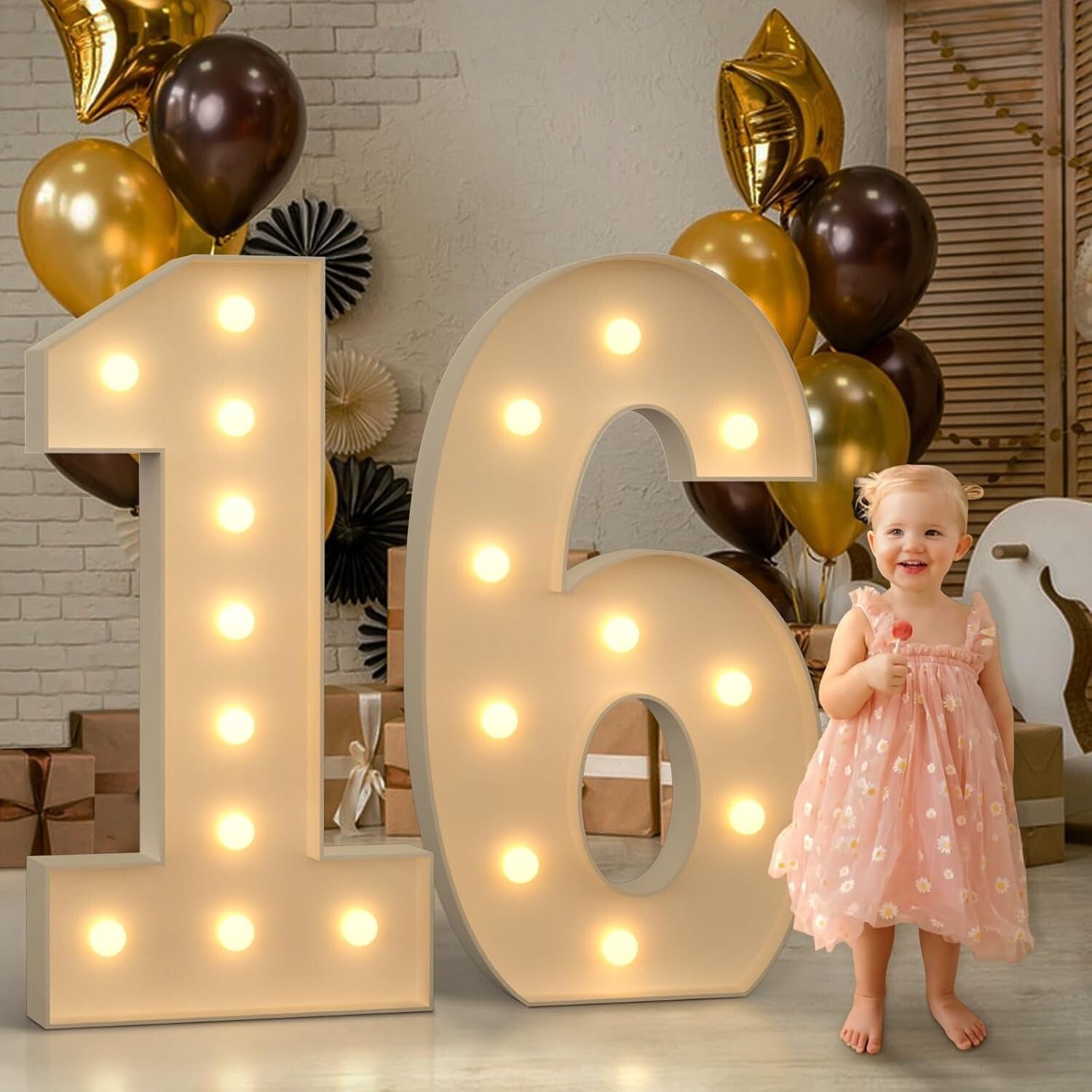 Elegant 4FT White Light-Up Numbers for Birthdays, Baby Showers, & Weddings