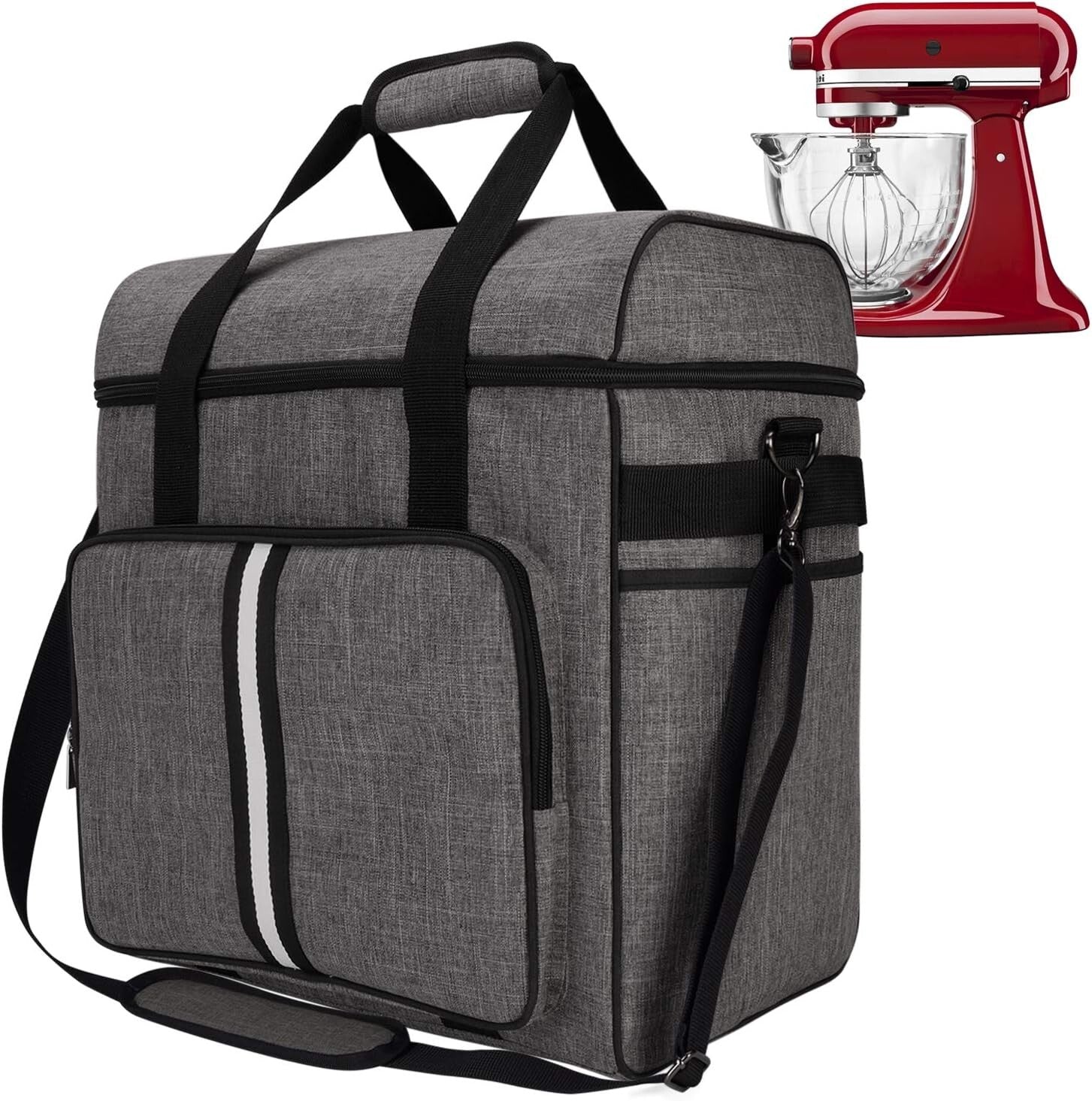 Ergonomic Kitchen Mixer Carrying Bag - Fits 6-8 Quart Mixers with Pockets