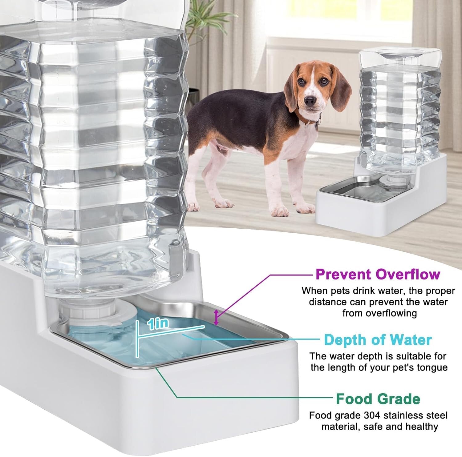 9L Automatic Pet Water Dispenser with Stainless Steel Bowl - BPA-Free & Hygienic