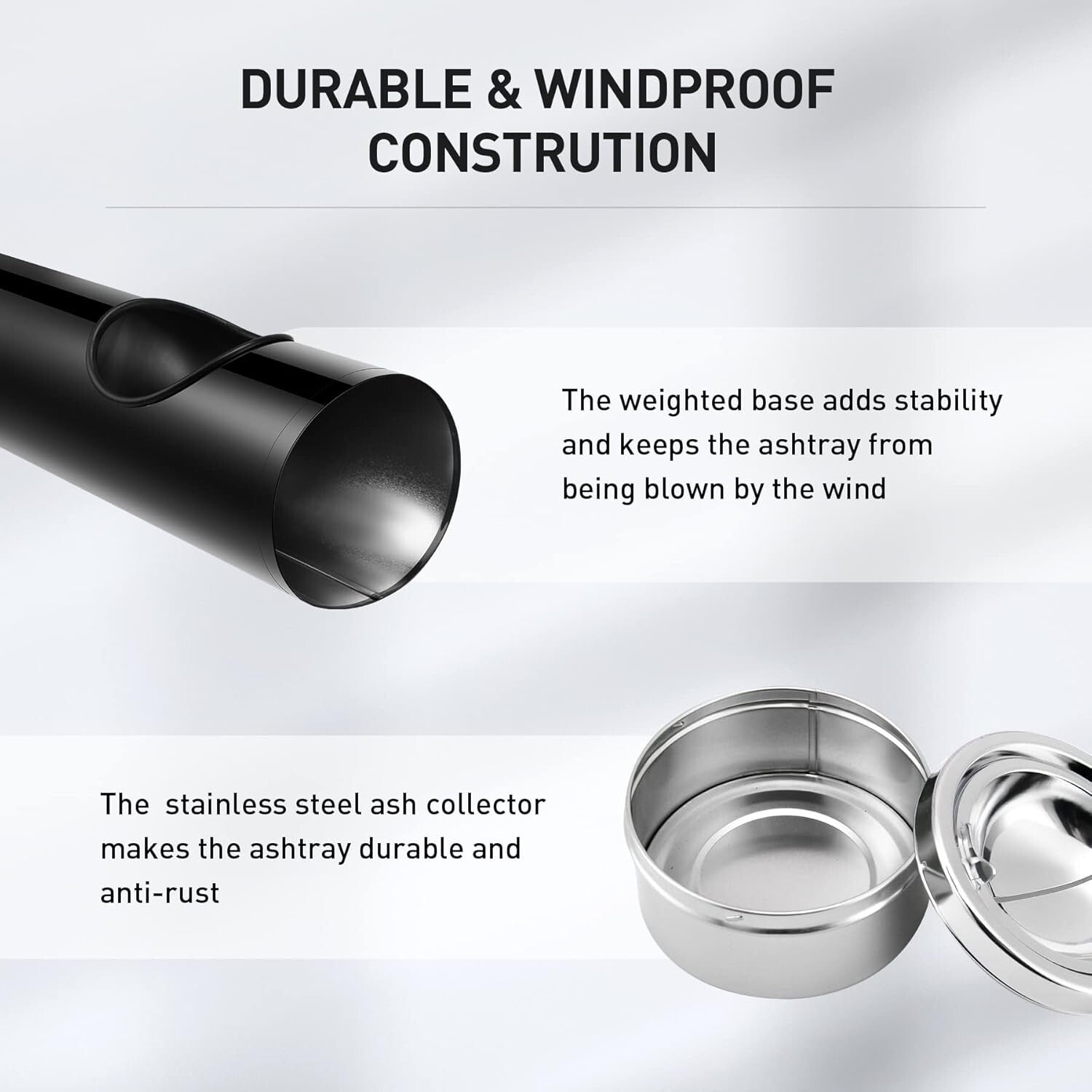 Heavy-Duty Standing Ashtray for Outdoor Use - Elegant Patio Cigarette Disposal