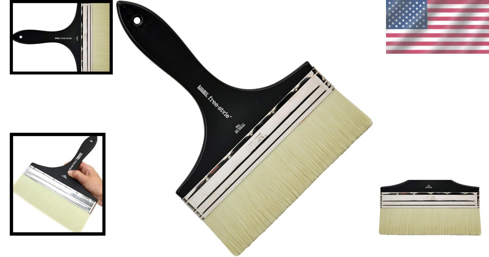 Durable 8'' Broad Flat Brush with Ergonomic Handle - Perfect for Large Surfaces