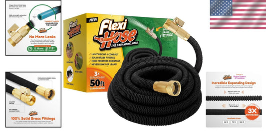 Durable 50ft Water Hose with Heavy-Duty Brass Connectors - Perfect for Gardening