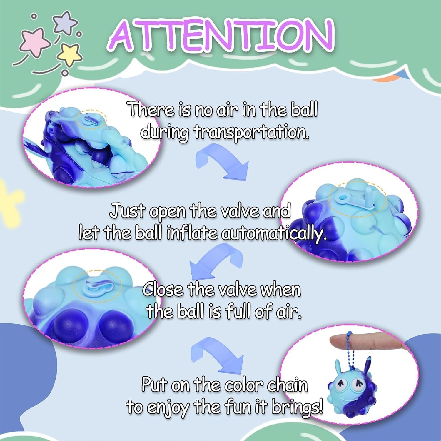 Vibrant 3D Stress Ball Fidget Toys, Perfect for Parties and Easter Baskets