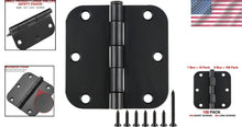 Load image into Gallery viewer, Bulk 108 Pack Matte Black Rounded Door Hinges 3.5 Inch with Installation Screws