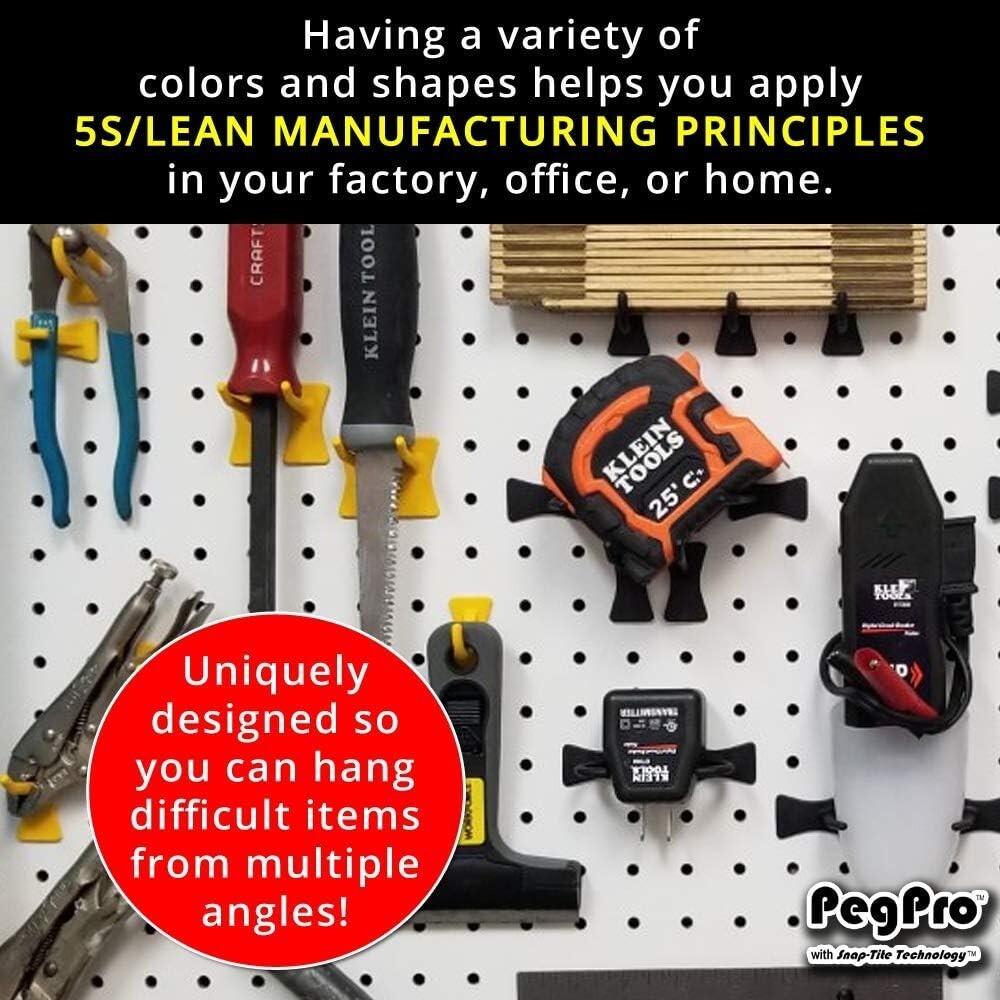 50 Count Matte Black Pegboard Hooks Kit with Patented Snap-Tite—Garage, Kitchen