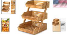 Load image into Gallery viewer, Ample Space 3 Tier Kitchen Fruit and Vegetable Storage Basket in Rustic Brown