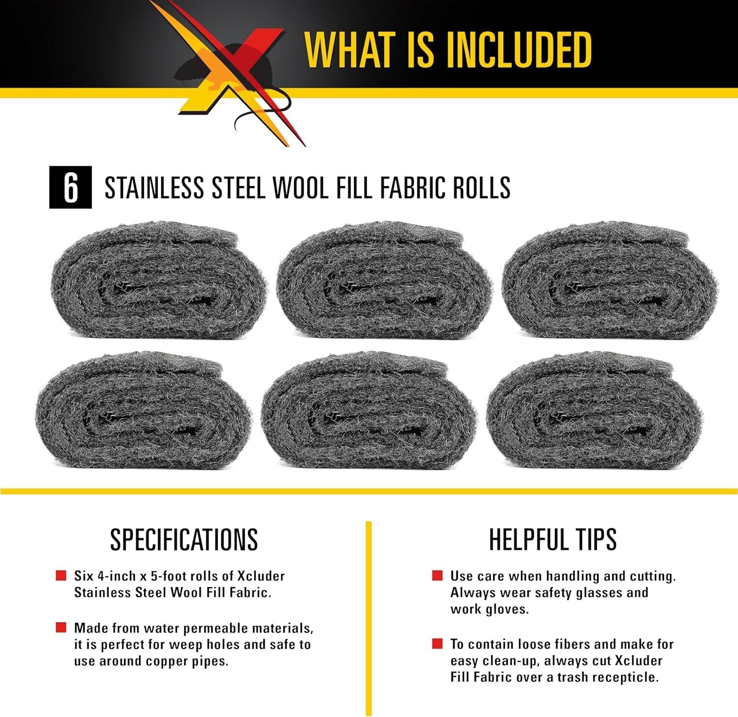 6 Rolls of Heavy-Duty Rodent Control Fill Fabric – Non-Toxic and Long-Lasting