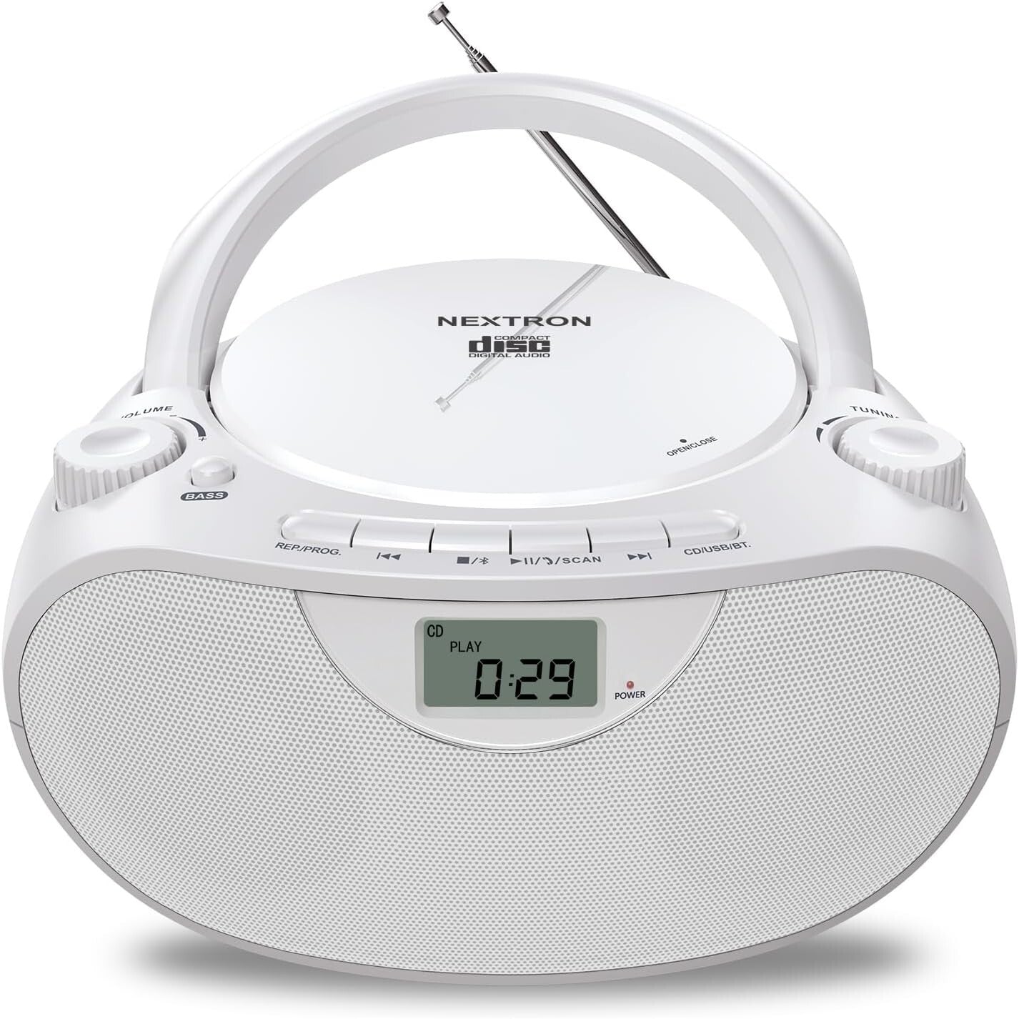 All-in-One Portable CD Player Boombox with Bluetooth, AM/FM & USB Connectivity