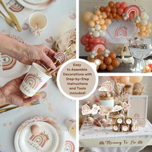 Load image into Gallery viewer, Elegant Boho Baby Shower Decorations - Complete Kit with Backdrop &amp; Tableware