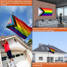 Load image into Gallery viewer, Durable 5x8 Heavy-Duty Progress Pride Flag - Perfect for Celebrating LGBTQ Pride