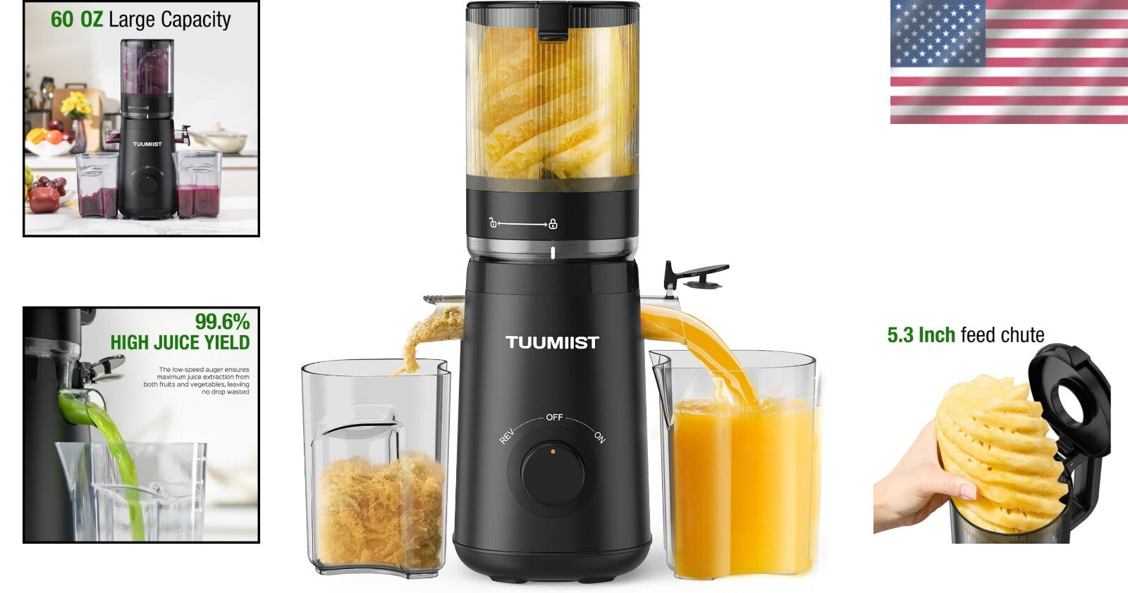 Effortless Cold Press Juicer with 5.3'' Extra Chute - Squeeze Fresh Juice Today