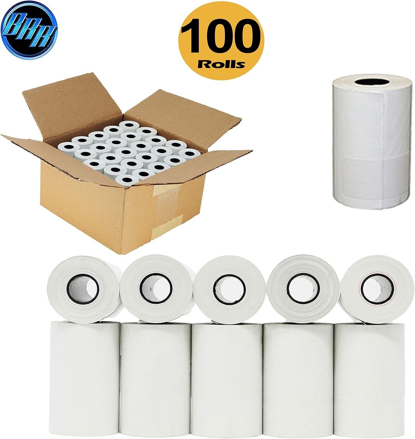 100 Premium German Thermal Paper Rolls - 2 1/4 x 50 Inches for POS Systems
