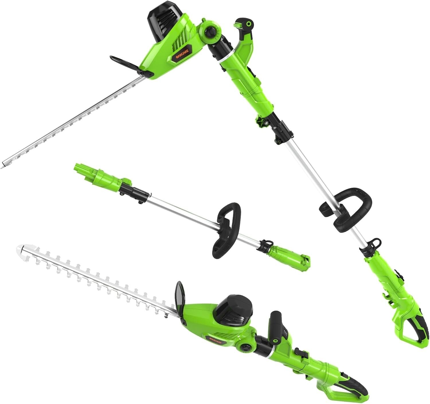 18-Inch Electric Hedge Trimmer w/ Dual-Action Blade & Telescopic Pole Reach