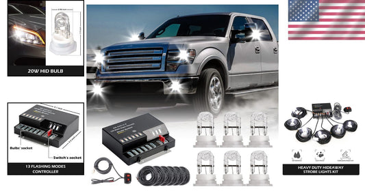 Emergency Strobe Lights Kit: 6 Hid Bulbs with 13 Flashing Modes and 16 ft Cord