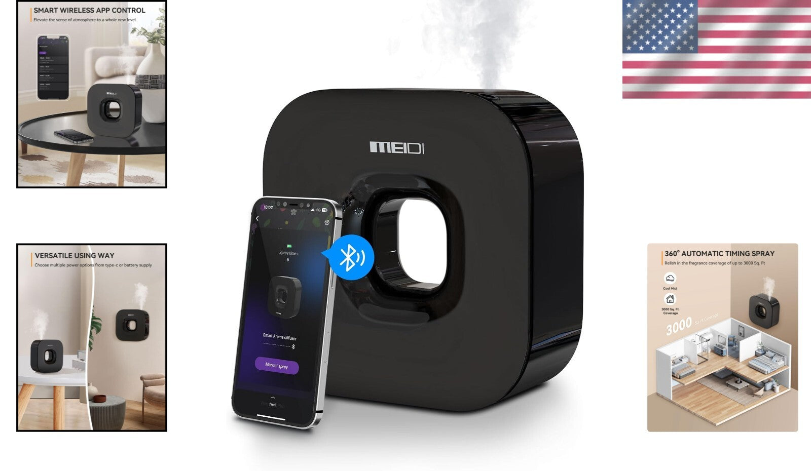 App-Controlled Waterless Diffuser with 3000 Sq Ft Coverage - Modern Elegance