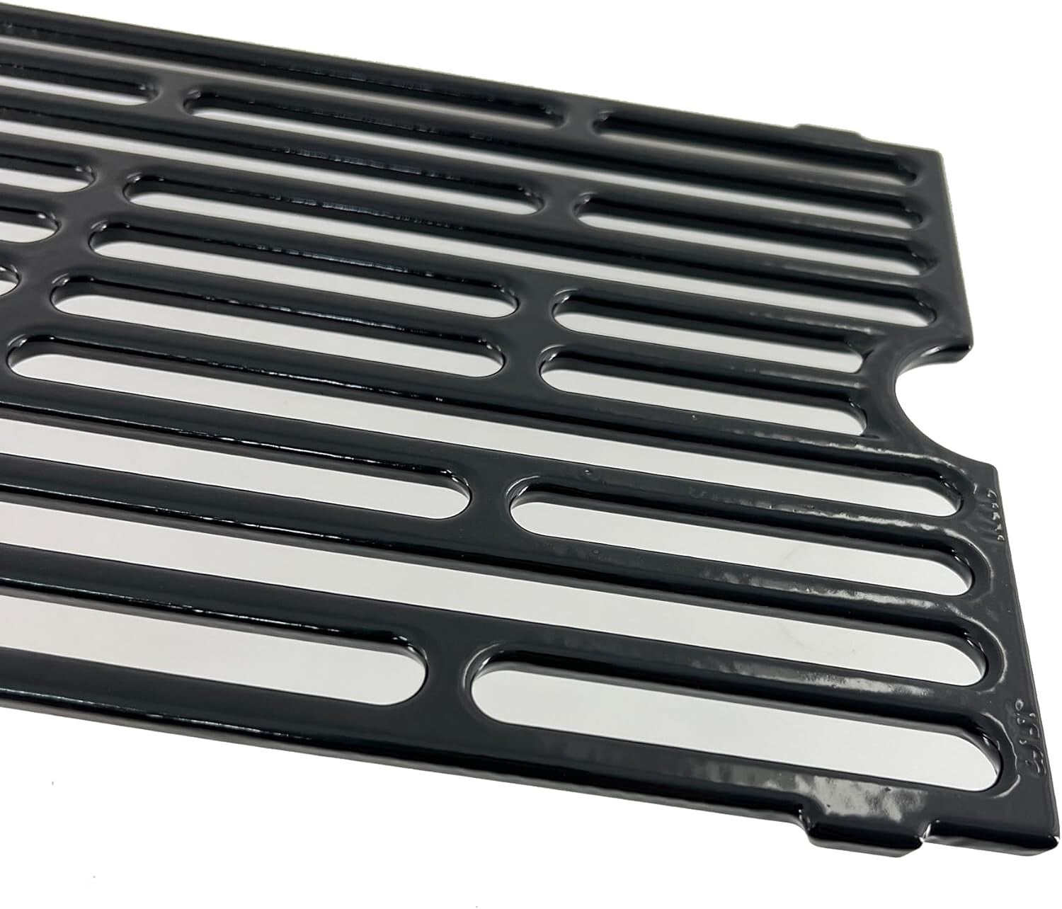 Heavy Duty 16 7/16" x 9 1/16" Grill Grates - Polished Porcelain Cast Iron Set