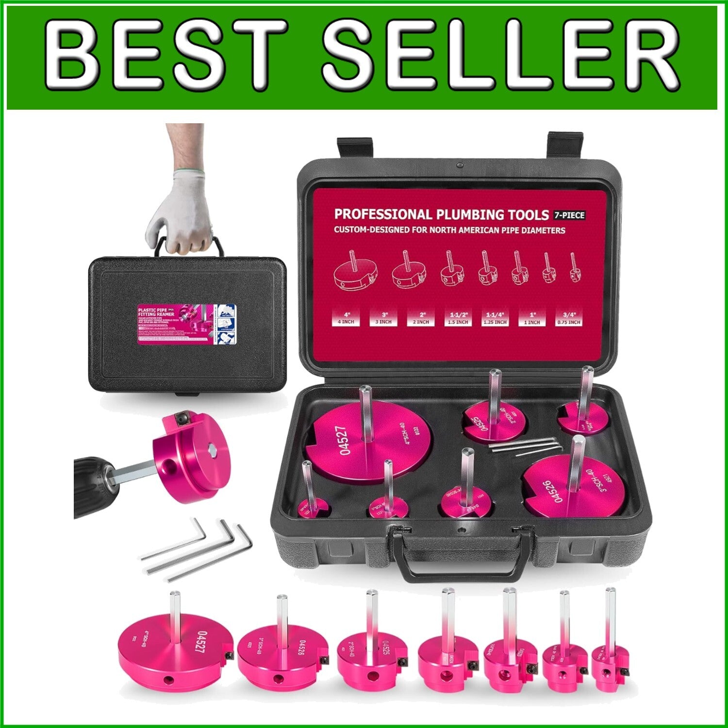 Durable Aluminum Alloy 7-Piece Pipe Reamer Kit for Leak-Free Plumbing Repairs