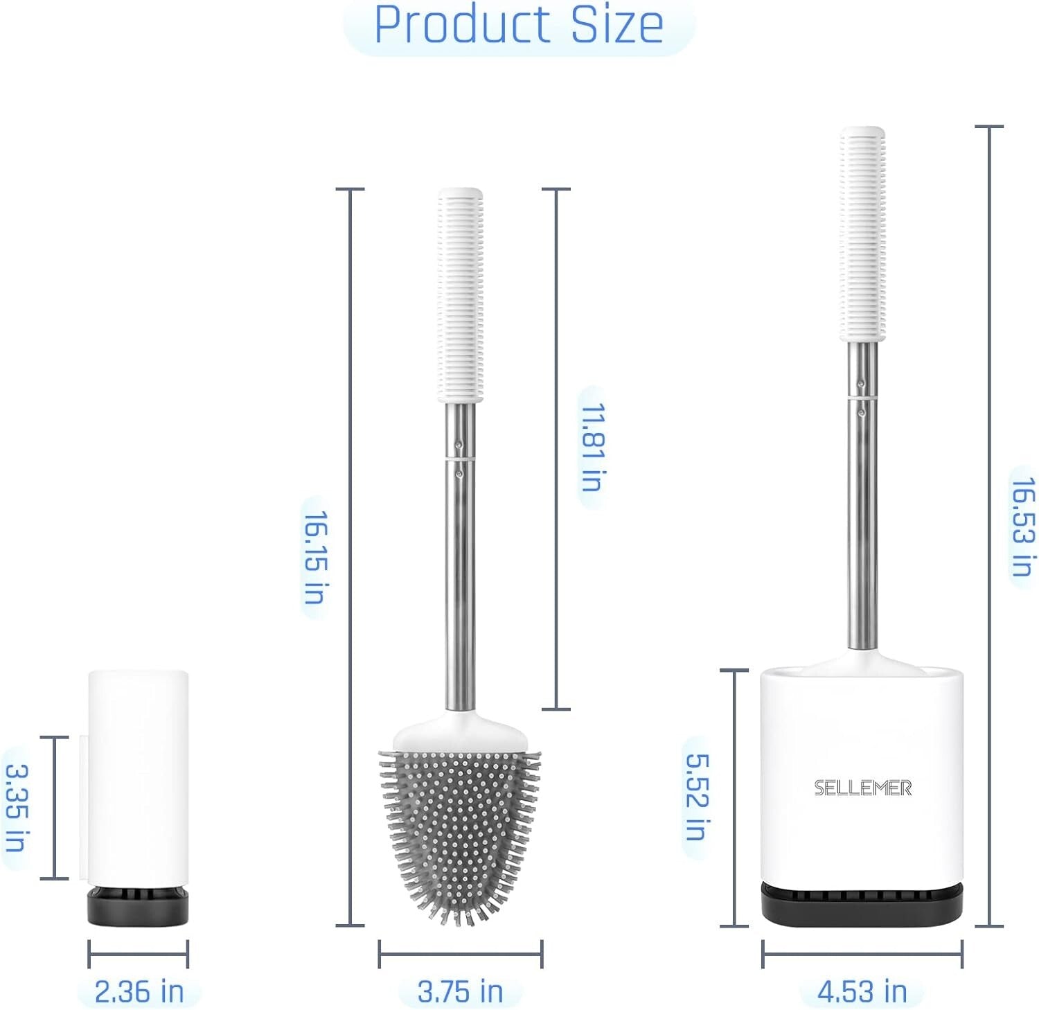 Flexible Silicone Toilet Brush with Stainless Steel Holder - Modern Cleanliness