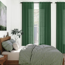 Load image into Gallery viewer, Charming 84" Back Tab Green Linen Curtains - 2 Panels for Modern Farmhouse Decor