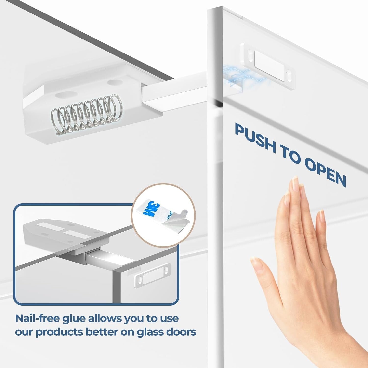 8-Pack Heavy-Duty Magnetic Push Latches - Nail-Free Installation for Clean Look