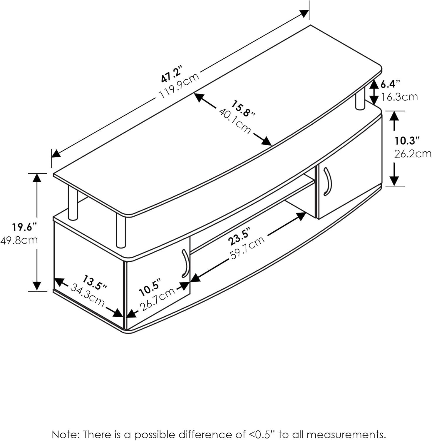 Durable Amber Pine Entertainment Center with Adjustable Shelf - Easy Assembly