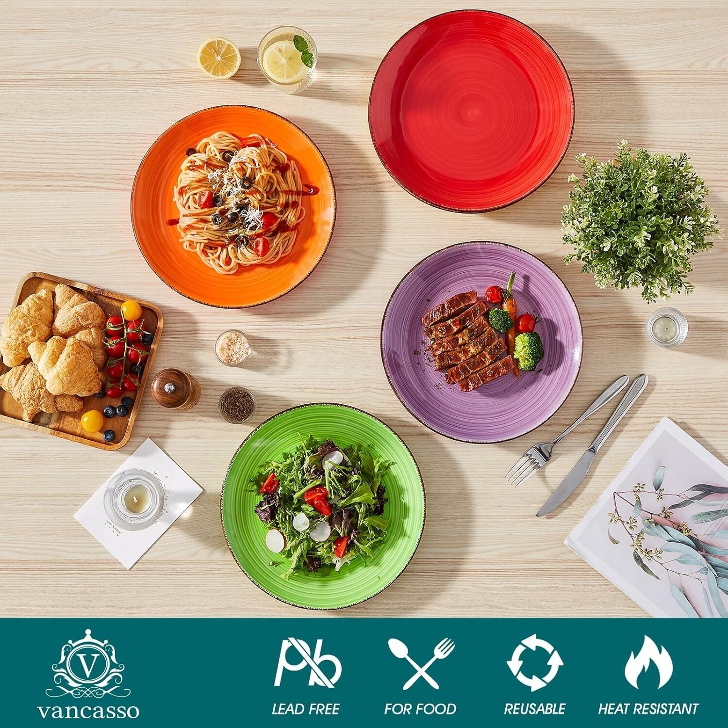 Elegant Set of 6 Ceramic Dinner Plates – Microwave and Dishwasher Safe 10.5 Inch