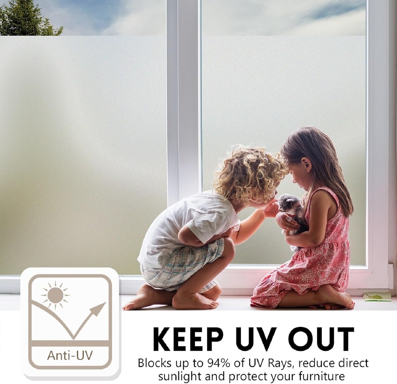 Frosted Glass Window Privacy Film - UV Blocking & Heat Control, 41.3" x 19.7"