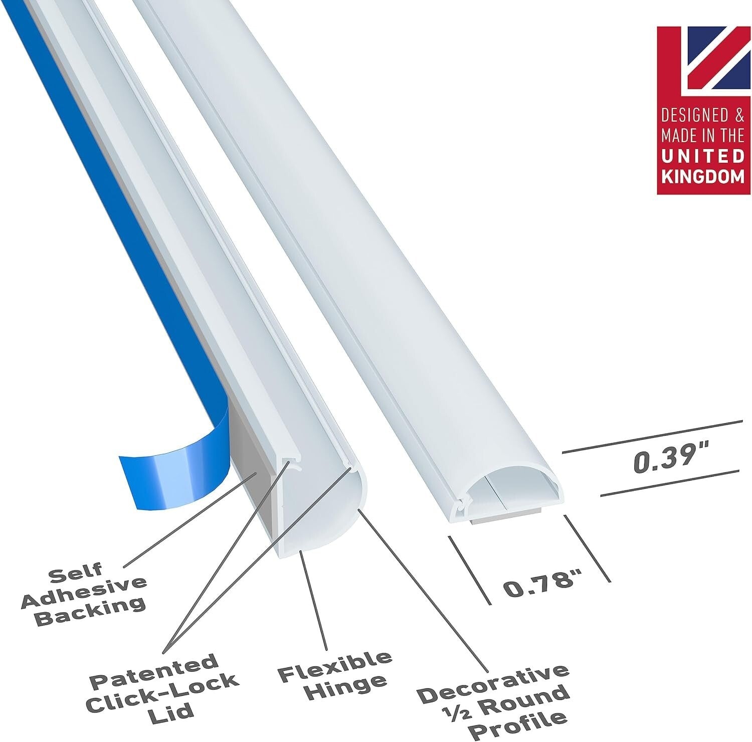 Effortless Cable Organization: 30ft Self-Adhesive Cord Cover with Bends & Caps