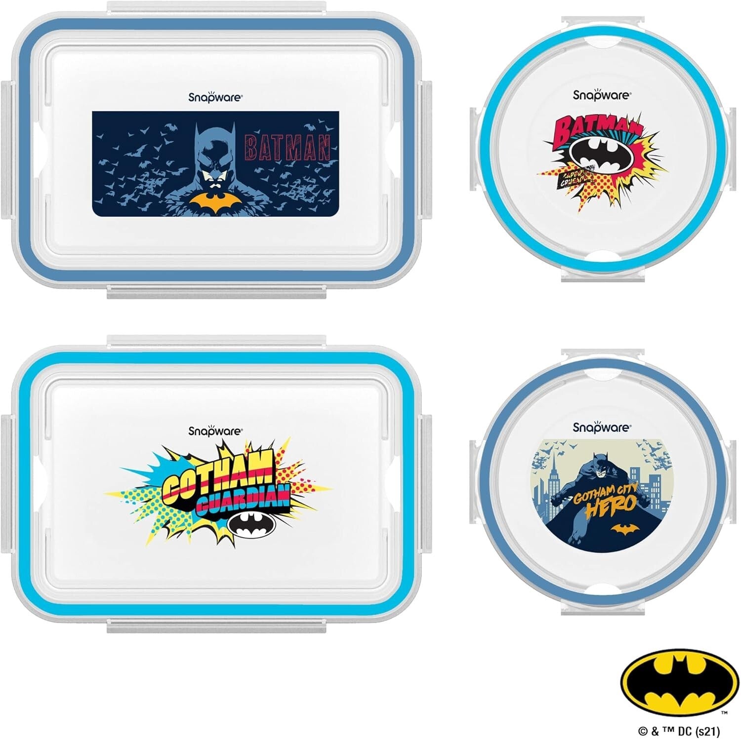 8-Pc Batman Food Storage Set: BPA-Free Meal Prep Containers with Locking Lids