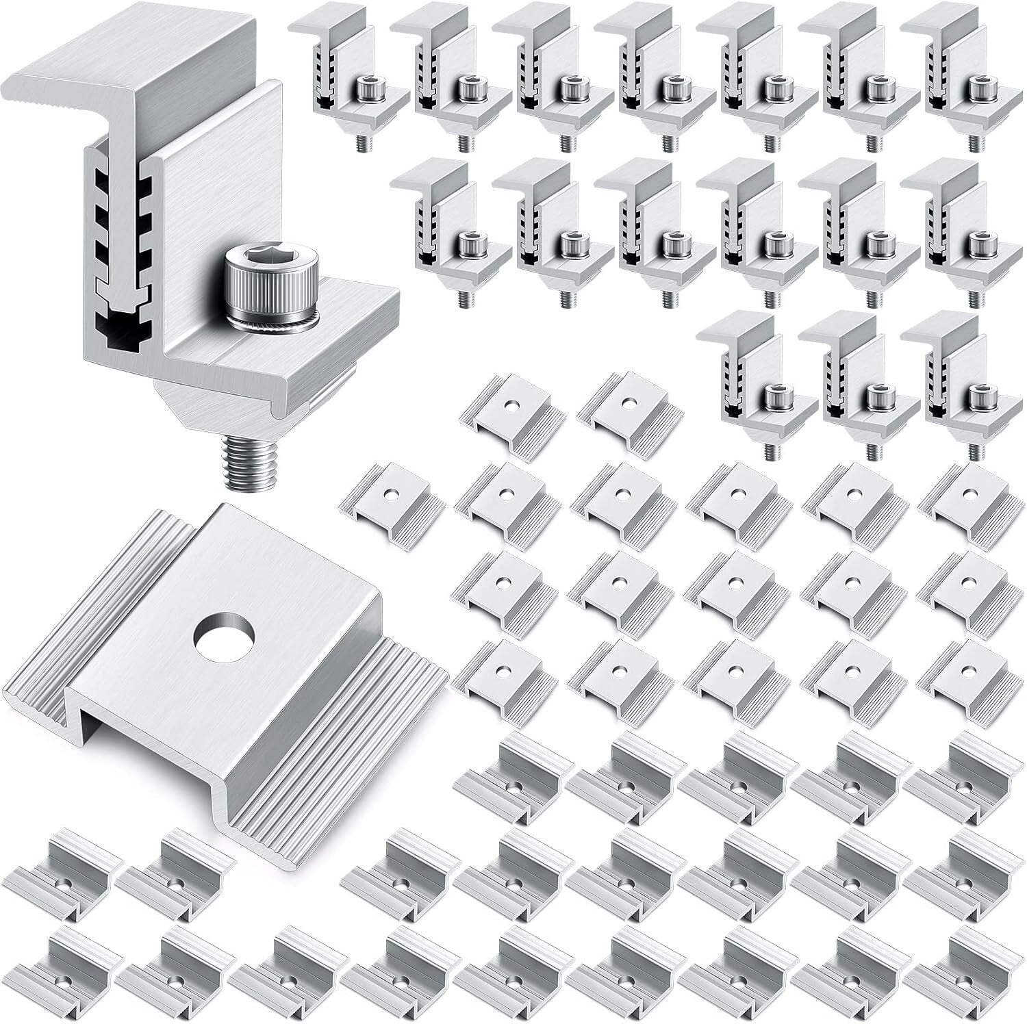 Durable Solar Panel Mid Clamps with Adjustable End Clamps - Easy Install