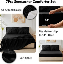 Load image into Gallery viewer, Stylish Black Full Size 7-Piece Bedding Set - Pinch Pleat Comforter Included