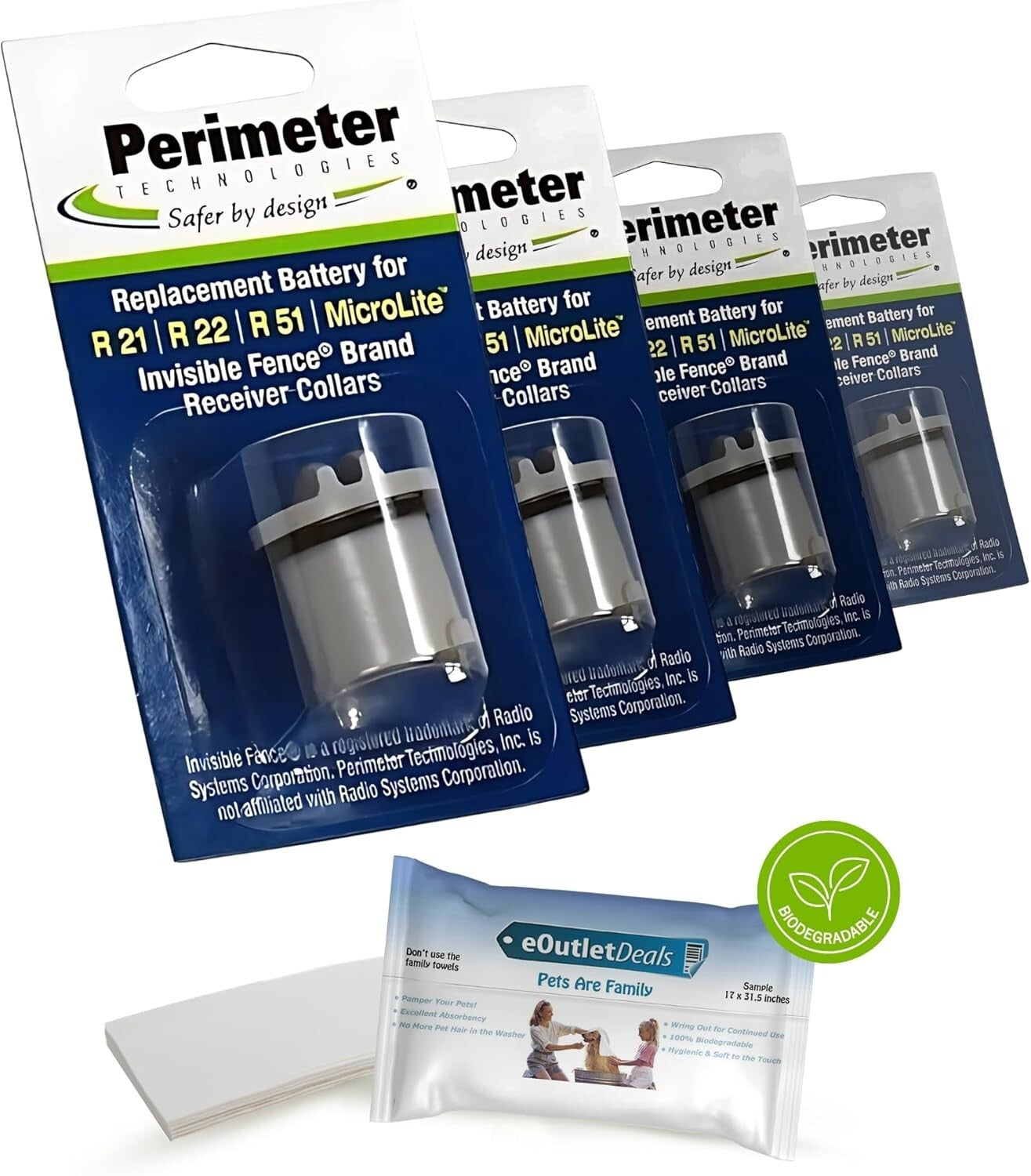 Waterproof Invisible Fence Battery Replacement for Dogs - Includes Pet Towels