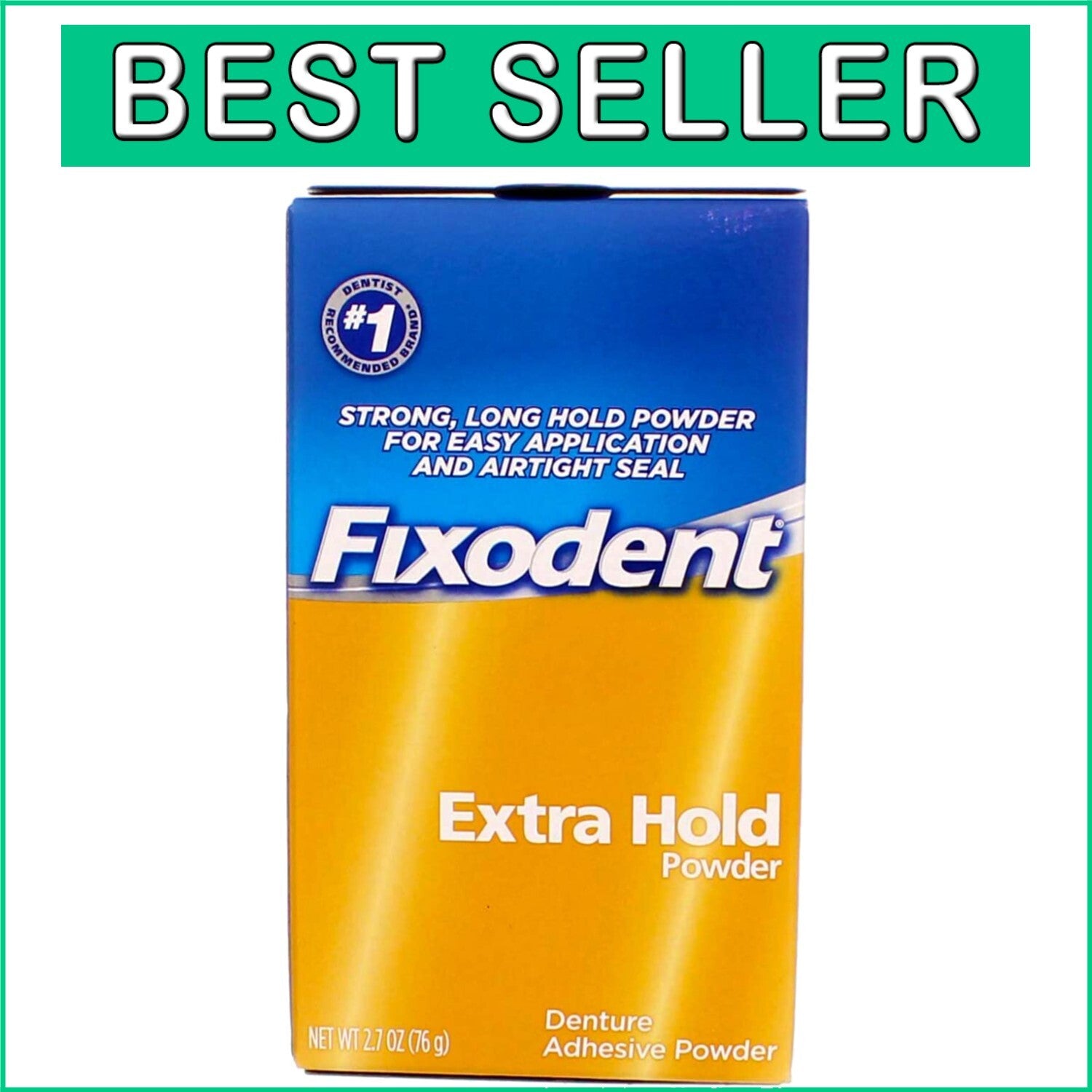 Extra Hold Denture Adhesive Powder - Lightweight 2.7 oz - Six Convenient Packs