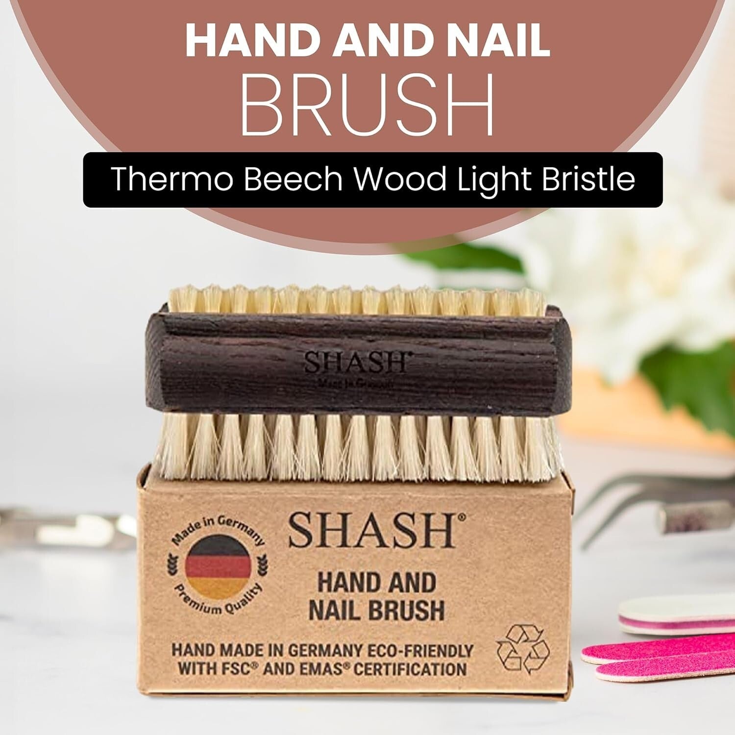 Elegant Handmade Nail & Hand Brush - Natural Bristle Craftsmanship from Germany