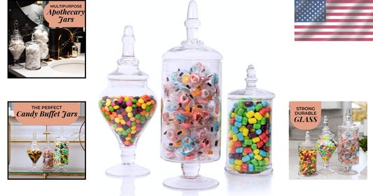 Chic Large Apothecary Jars with Lids - Ideal for Decorative Use & Candy Bars