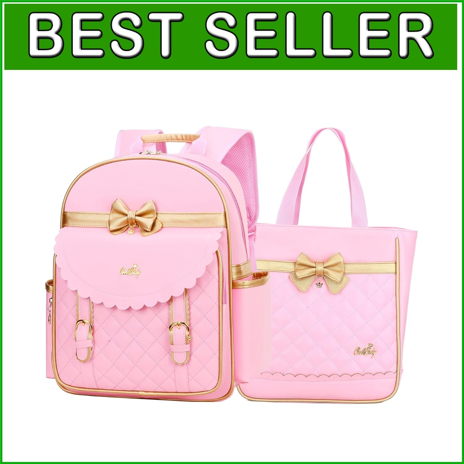 Charming Waterproof Girls Backpack with Multiple Compartments & Bow-Tie Style