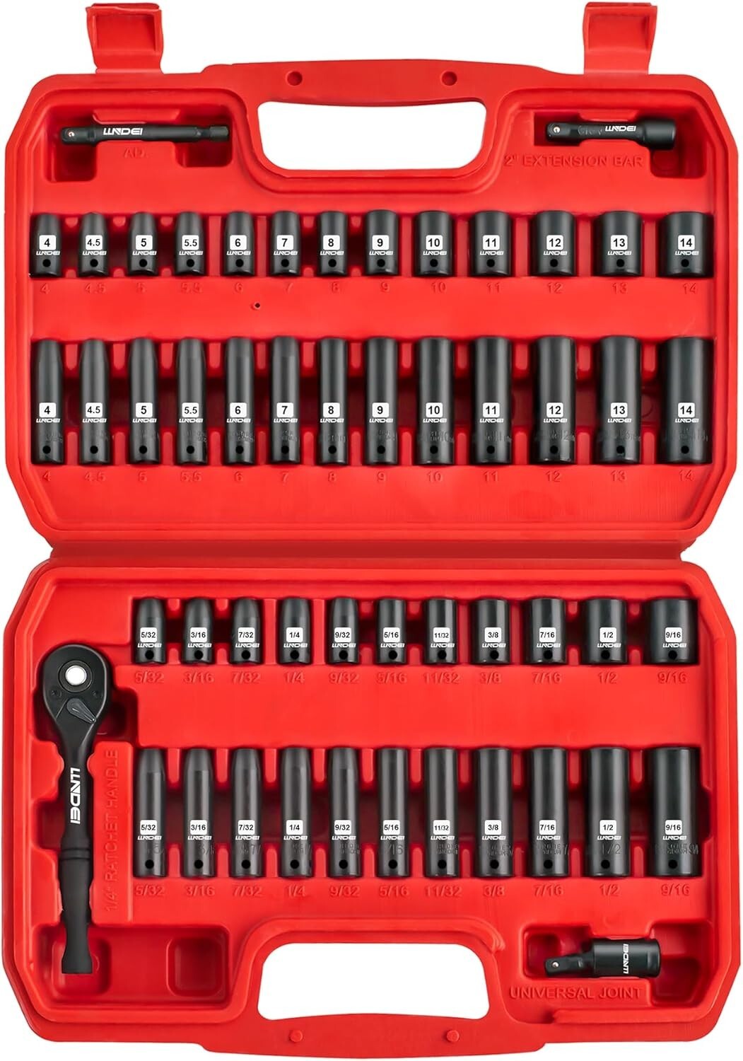 Durable 52-PC Impact Socket Set with 72-Tooth Ratchet - Ideal for DIY Projects