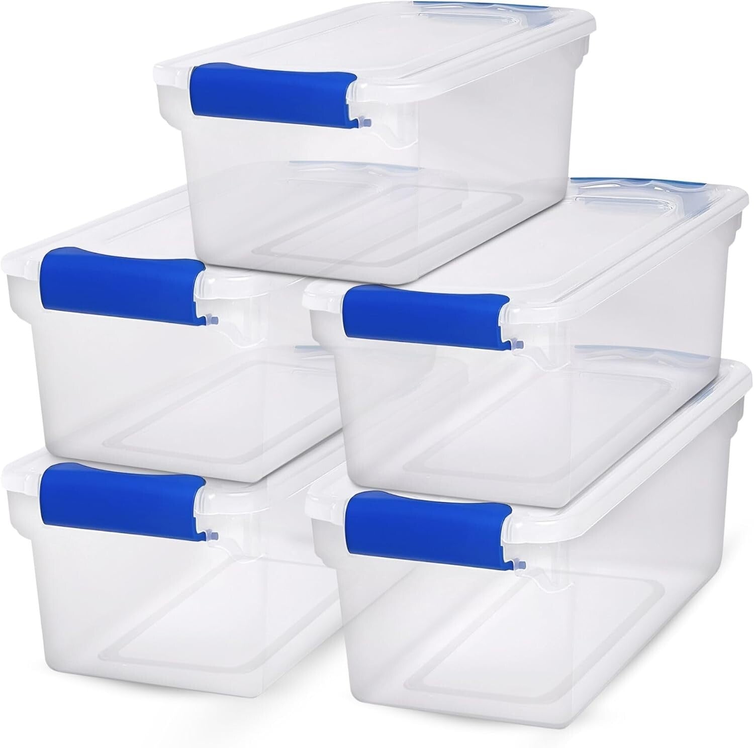 5-Pack 7.5 Qt Stackable Clear Plastic Storage Bins with Secure Snap Lids