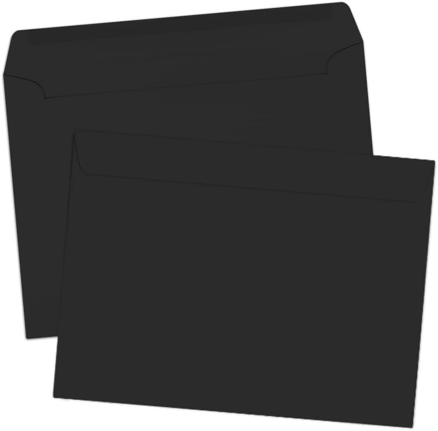 Midnight Black 9 x 12 Booklet Envelopes, 250 Pack - Elegant Mailing Solution